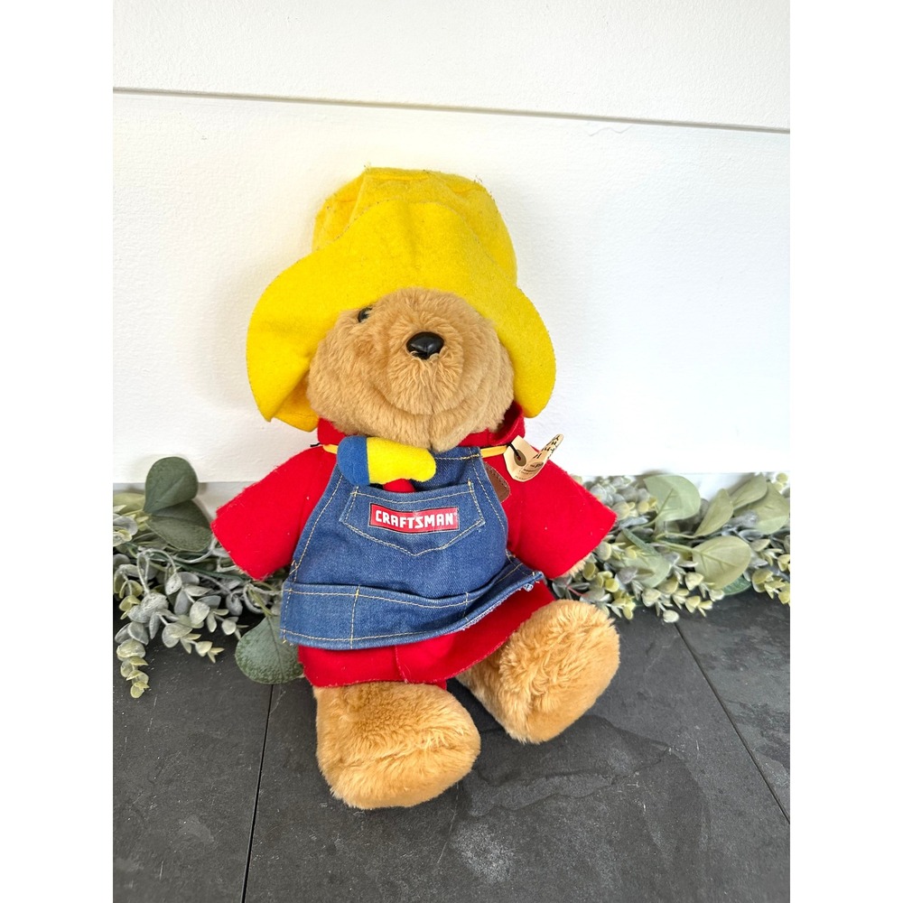 15" Sears Craftsman Paddington Bear stuffed animal vintage felt yellow toggle‎